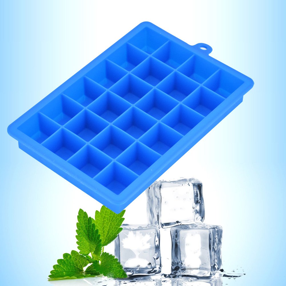 Ice Cube Trays,Guardians 24 Cube Food Grade Silicone Ice Tray Molds Easy Release Ice Jelly Pudding Maker Mold (Blue-2 Pack)
