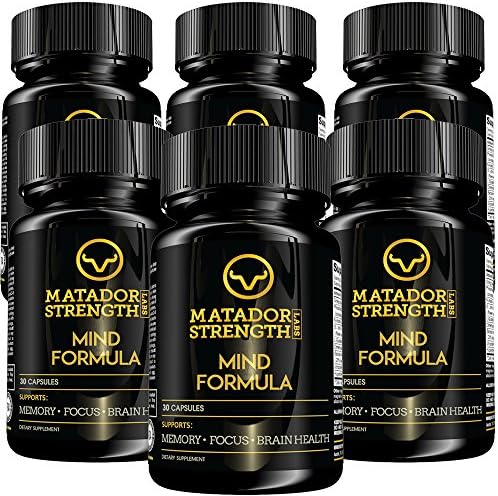 St. John's Wort DMAE Memory Vitamins - Brain Function Support with Ginkgo Biloba L-Glutamine Bacopa Monnieri for Focus, Clarity, Energy, Performance, Neuro Balance - 6 Bottles Made in USA