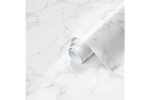 Dimoon 15.7''x78.7'' Marble Peel and Stick Wallpaper White Granite Contact Paper for Countertops Waterproof Kitchen New Environmentally Friendly Materials Thickening Upgrade Renter Friendly Vinyl Wrap
