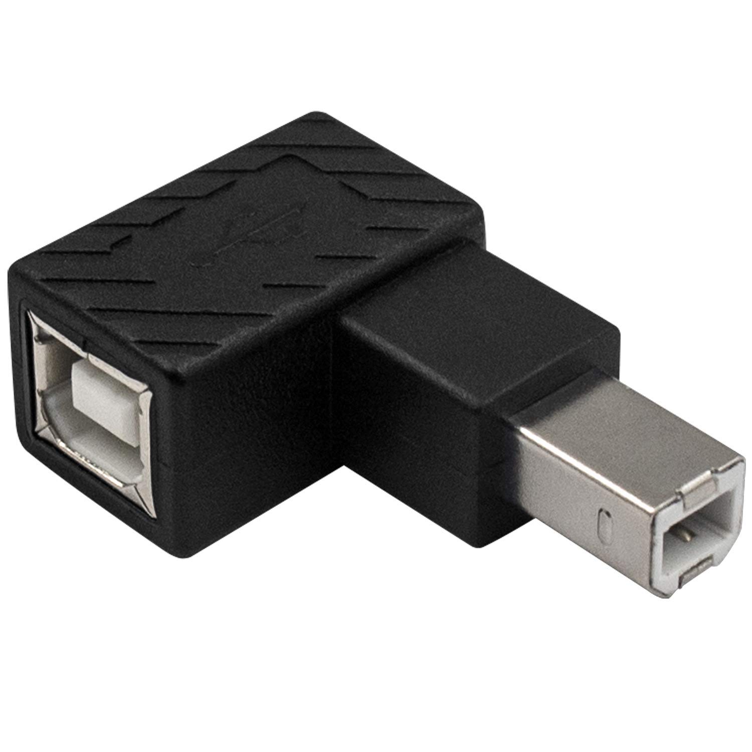 Duttek USB B 2.0 Adapter, USB 2.0 Type-B Printer Cable Adapter, Right Angle USB B 2.0 Male to Female Adapter for Printer Short Extension Cable for Printer, Scanner, Mobile HDD and More