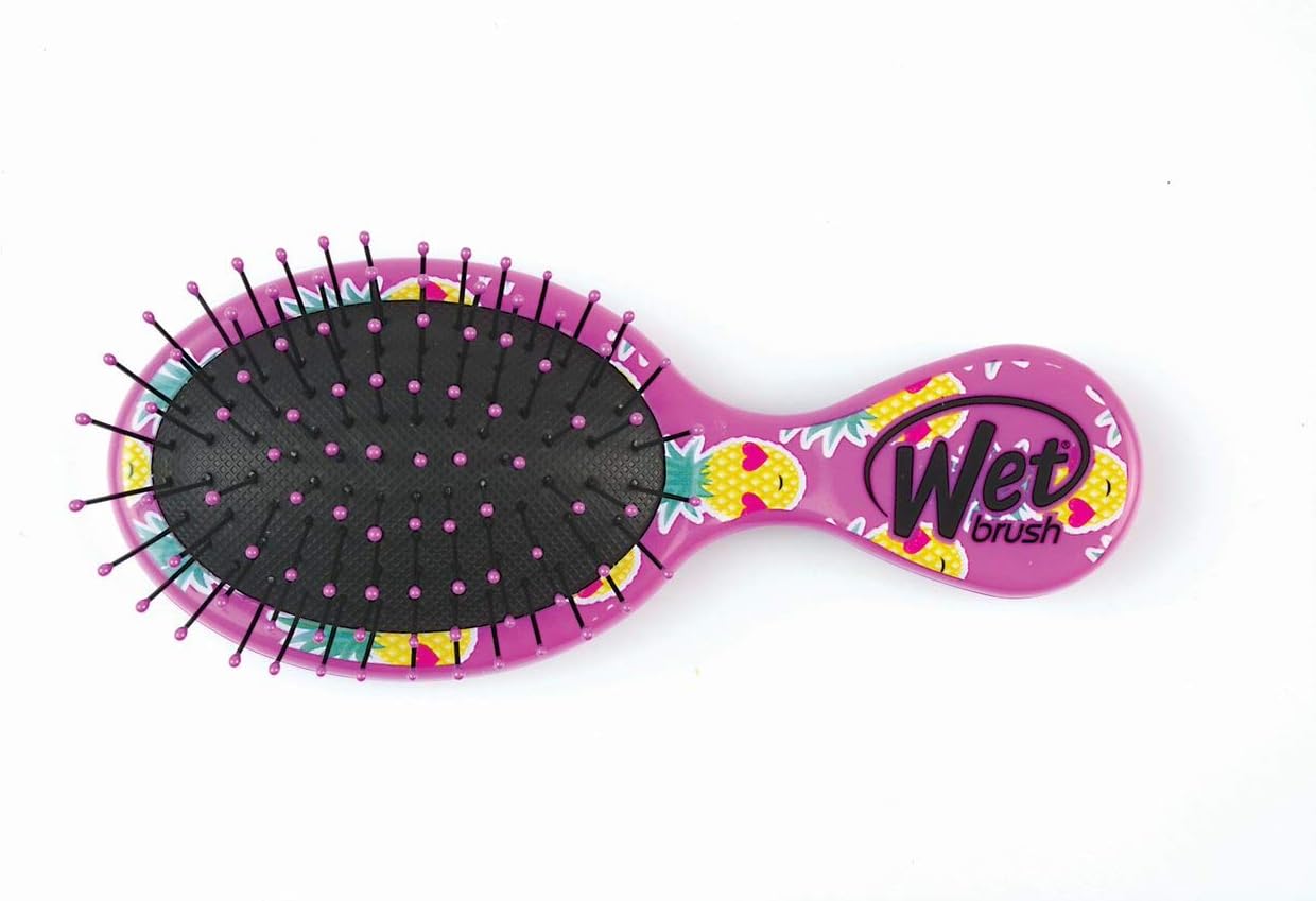 WetBrush Mini Happy Hair UltraSoft Bristles Travel Perfect Brush Suitable for All Hairtypes Smiley Pineapple