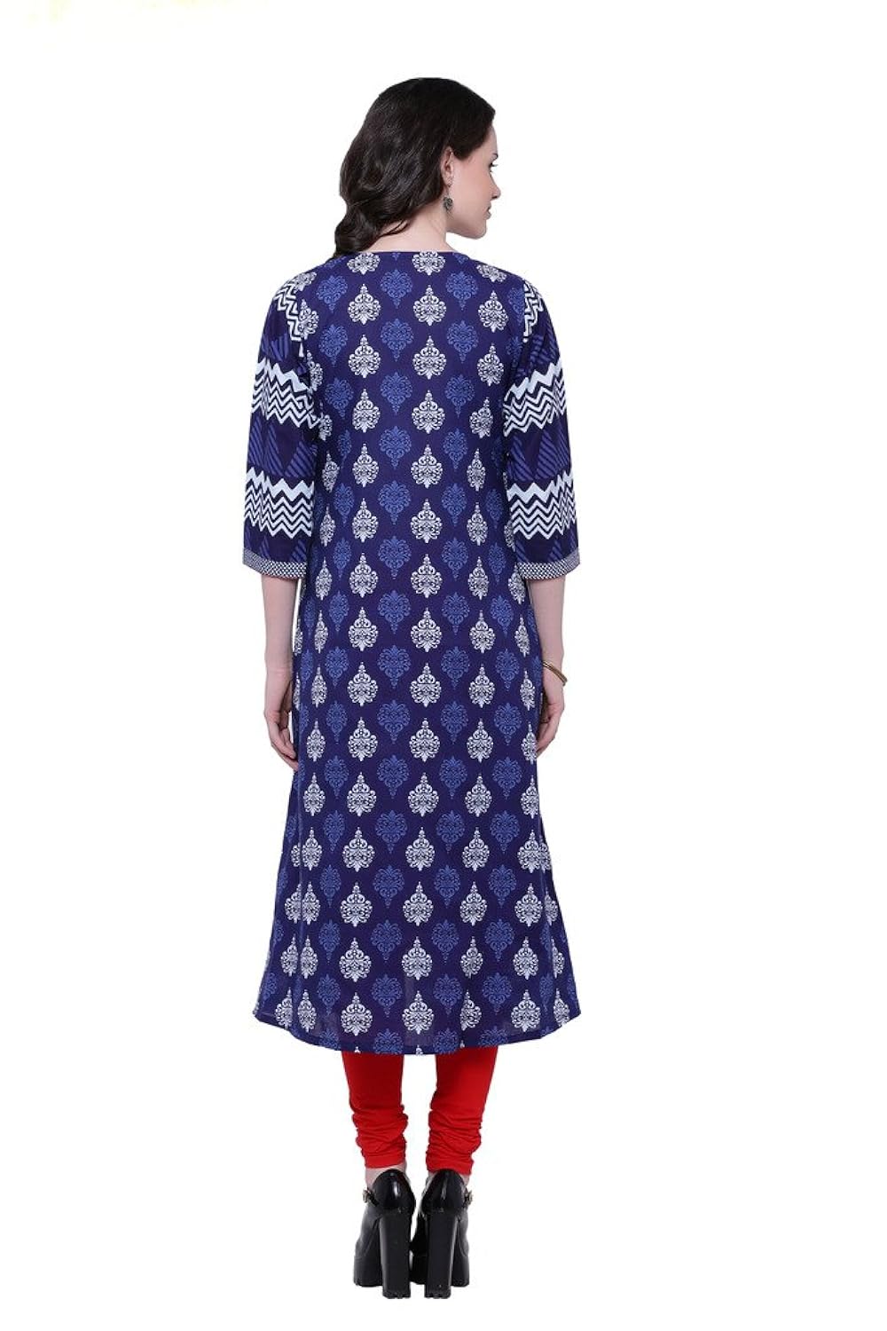 divena women's cotton long kurti (blue)