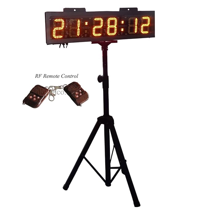 Yellow Color LED Race Timing Clock 6" High Character Hours