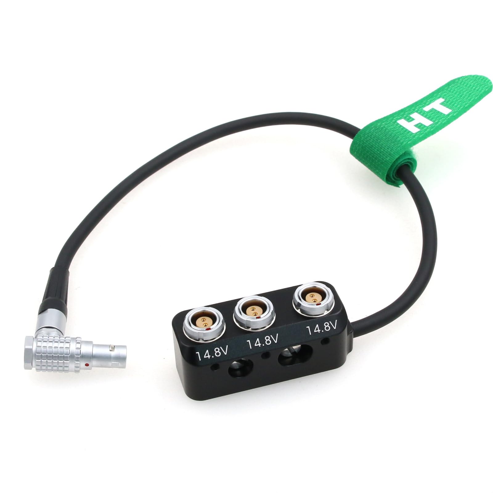 HangTon Right Angle Male 2 Pin to 3 x 0B 2-pin Female Power Splitter Cable Box, 1 to 3 Triple for ARRI Alexa Sony RED DSMC2 Camera