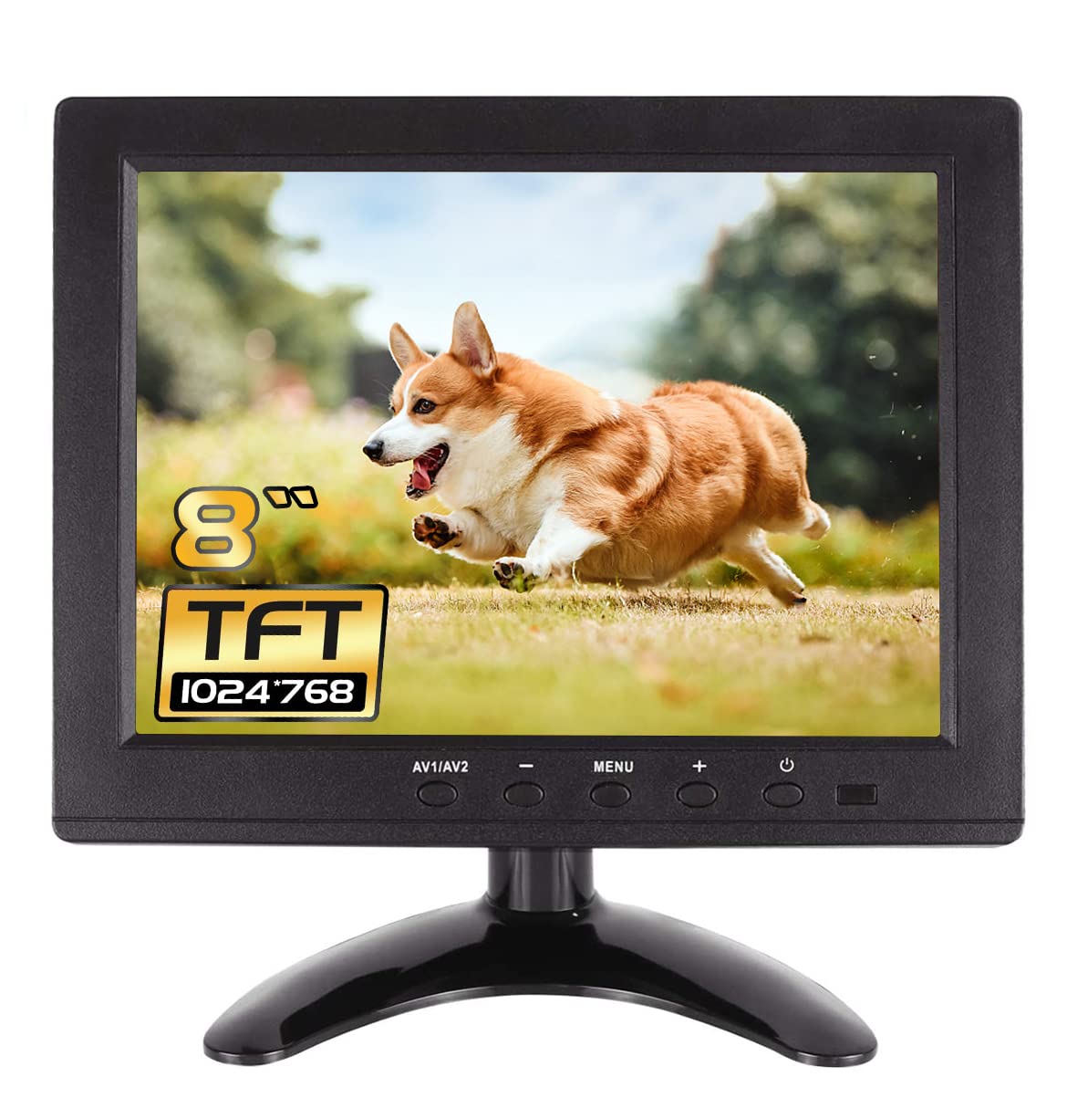 WHOLEV CCTV Monitor 8 inch TFT LCD HD Color Screen 1024 * 768 with AV/VGA/HDMI/BNC Input Built-in Speaker for Raspberry Pi Home Security CCTV PC Display — image 1