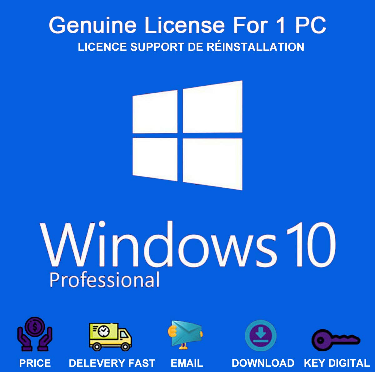 Buy Windows 10 Professional 32 and 64 Bit, Product License key OEM, 100