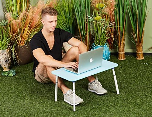 Portable Laptop Desk Adjustable Computer Table Stand Ergonomic Writing Desk Book Holder Premium Breakfast Tray for Bed Couch Sofa or Travel Use (gray)