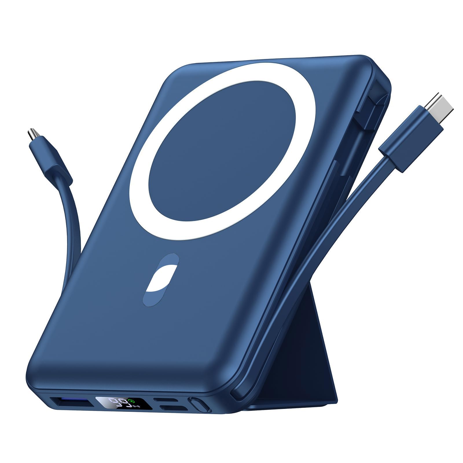 Photo 1 of Azmuth for Magsafe Battery Pack, 10000mAh Magnetic Power Bank 22.5W PD Fast Charging with USB-C Cable LED Display Wireless Portable Charger for Magsafe with Stand for iPhone 16/15/14/13/12/Pro/Pro Max