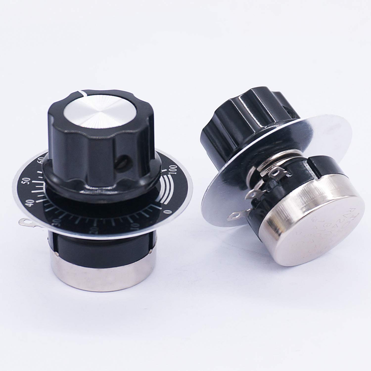 Taiss / 2pcs RV24YN20S Single Turn Carbon Film Rotary Taper Potentiometer Used for Inverter speed regulation. Motor speed control + 2pcs A03 knob + 2pcs dials (B103 10K ohm) - Image 4