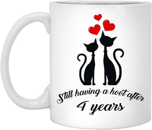 Happy 4eme Annees Mariage Aniversary Blanc Mug A Cafe En Ceramique