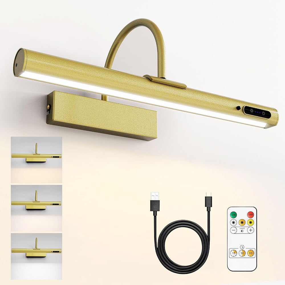 HARPER LIVING Wireless Picture Light Rechargeable Battery Wall Lamp with Remote