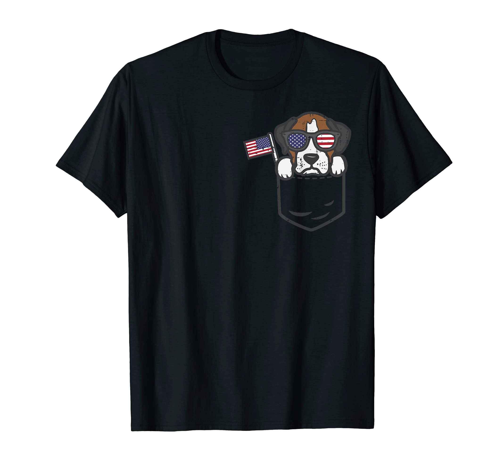 Boxer Dog Pocket Cute American USA 4th Of July Fourth Dog T-Shirt
