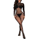 Buitifo Woman Lingerie Bodysuit Fishnet Stocking Leopard Full Body Jumpsuit Rave Outfits