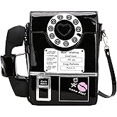 KUANG! Women Reflective Fashion Telephone Shaped Shoulder Bag Ladies Novelty Microphone Crossbody Bag Chain Purse for Girls