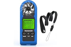 H HOLDPEAK HoldPeak Handheld Anemometer Mini, 65MPH Small Wind Speed Meter Gauge Air Flow Velocity Temperature Measuring Device for Outdoor Sailing Surfing Drone Flying Golf Shooting HVAC 816BH
