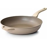 PRICUSIS Nonstick Frying Pan, 8/10/12 Inch Skillet with Stay Cool Handle, Stain/Scratch/Crack Proof, Induction Compatible & Oven Safe, Dishwasher Safe, PTFE & PFOA Free (12-Inch, Natural Linen)