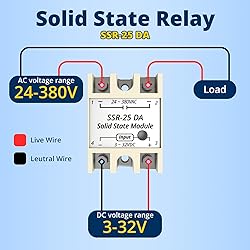 YQSIYU SSR-25DA Solid State Relay DC to AC Single
