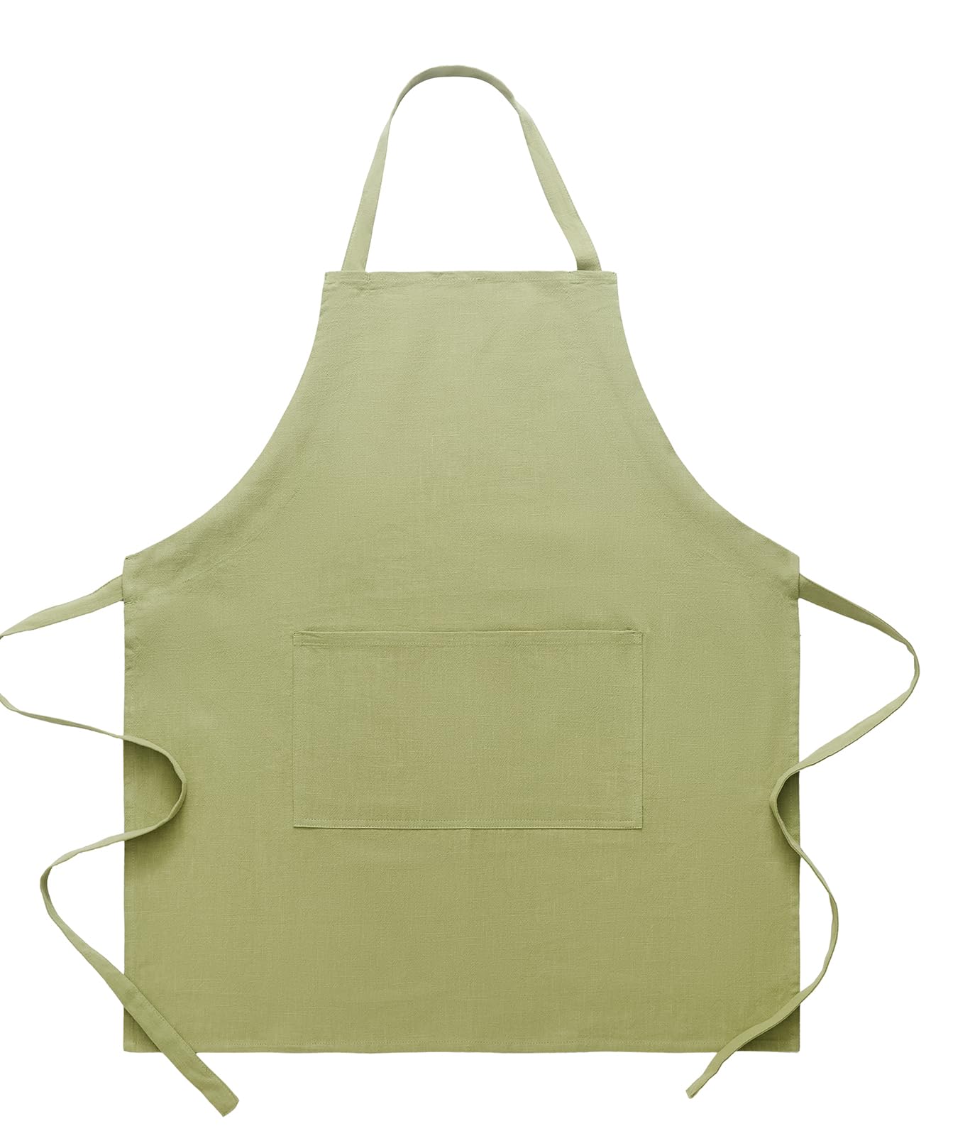 Pincy Cotton Linen Apron for Women - Adjustable Casual Apron with Pocktes, Great for Florist, Coffee House and Kitchen (Green)