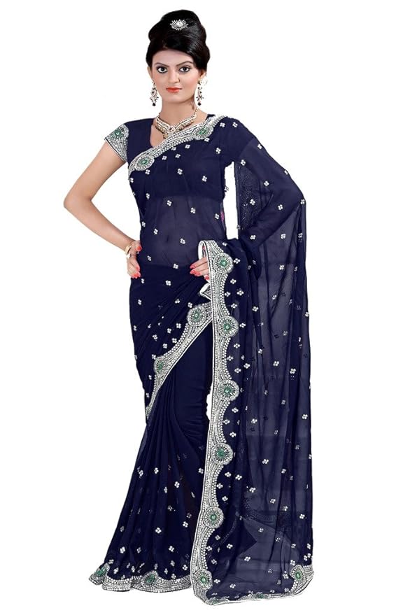Mirchi Fashion Bollywood Damen Sari mit Ungesteckt Oberteil/Top Designer Saree
