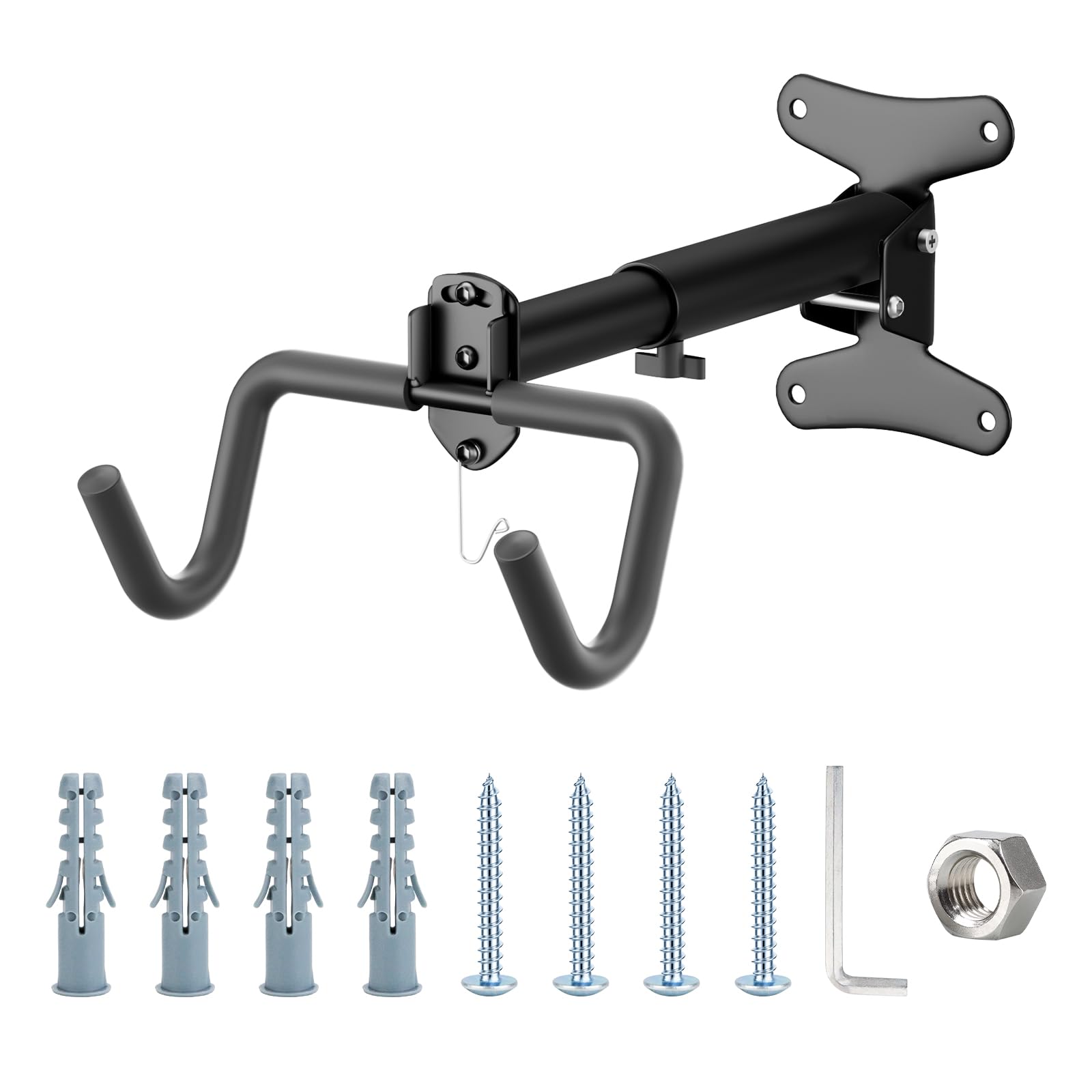 Bike Wall Mount Hanger up to 30 kg, Adjustable Bike Storage Rack Bike Hook Foldable Bike Hanger for Garage, Bicycle Wall Mounted Rack for E-Bike, Road and Mountain Bike