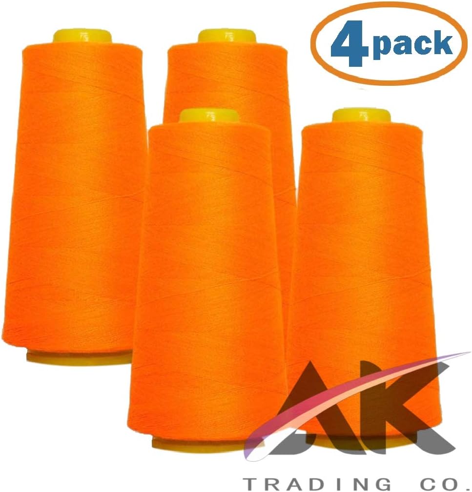 AK Trading 4Pack NEON Orange All Purpose Sewing Thread