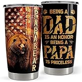 SANDJEST Dad Tumbler 20oz Stainless Steel Cup Papa Bear Insulated Travel Mug Dad Gifts from Daughter Son Gift for Dads Papa Father on Birthday Christmas Fathers Day