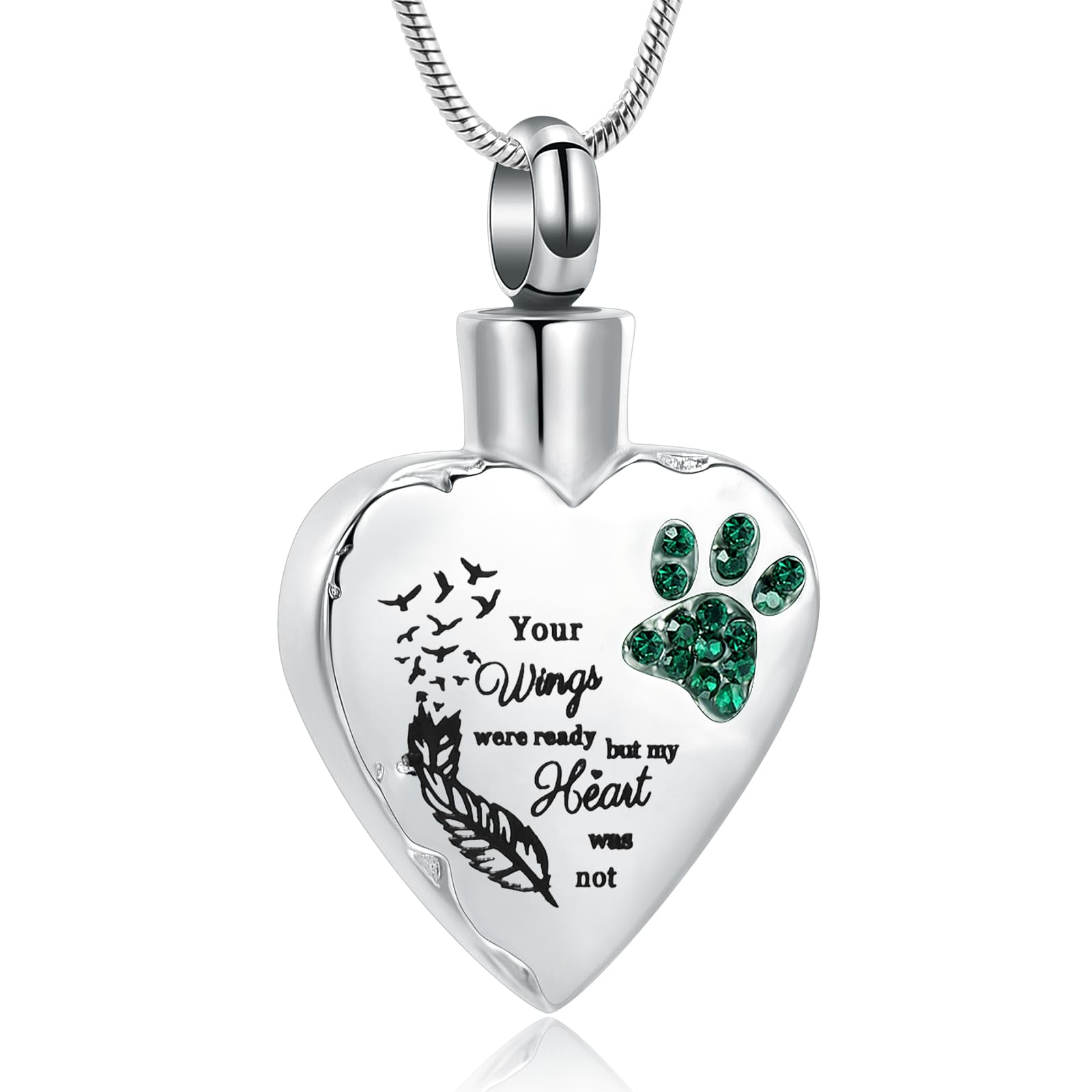 memorial jewelry Your Wings were Ready,But My Heart was Not Stainless Steel Carved Locket Cremation Urn Necklace for Pet Dog Cats