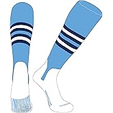 PEAR SOX OTC Baseball Softball Stirrup Socks (F, 5in) Sky Blue, Navy, White