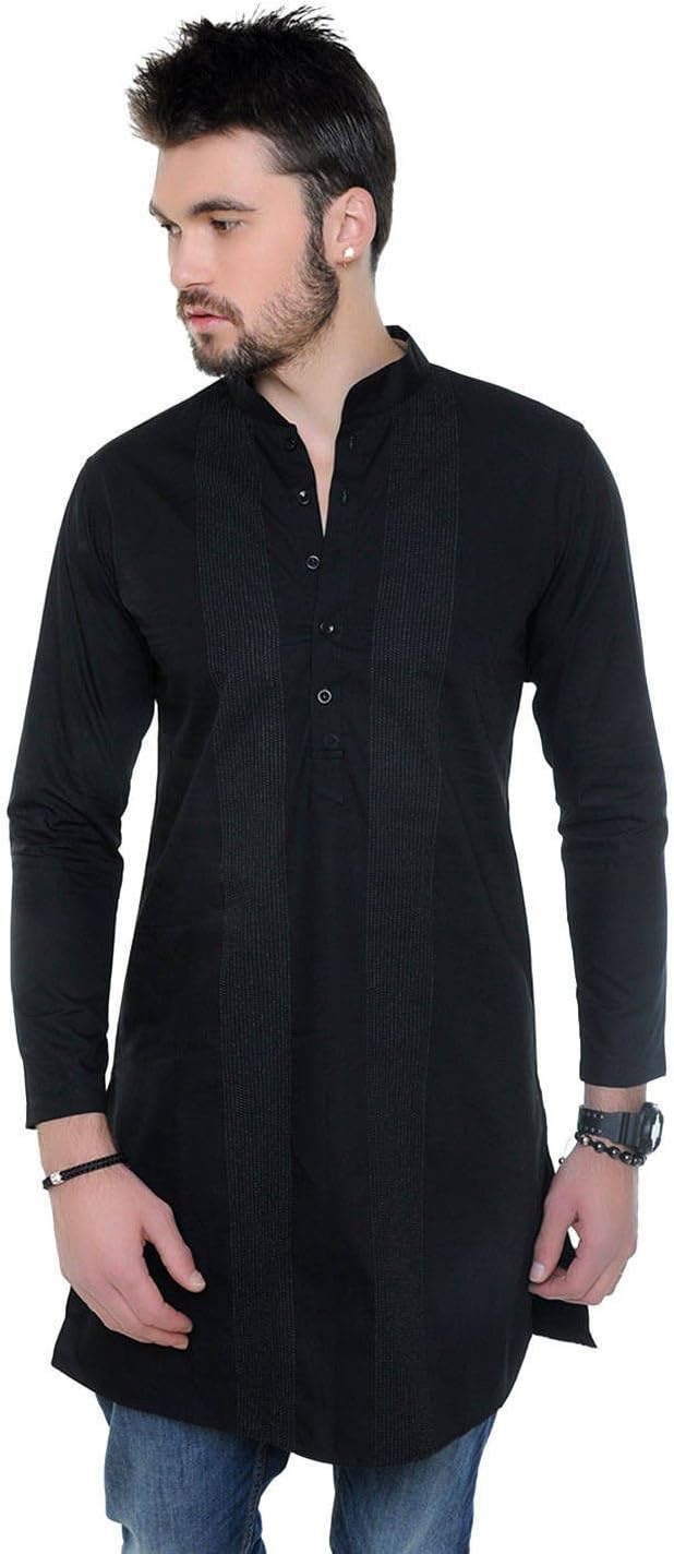 Indian Men's Short Kurta Cotton Wear Casual Festival Party Ethnic Kurta S-5XL