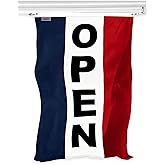 G128 Open Vertical Flag | 3x5 Ft | LiteWeave Pro Series Printed 150D Polyester | Commercial Business Flag, Indoor/Outdoor, Vibrant Colors, Thicker and More Durable Than 100D 75D Polyester