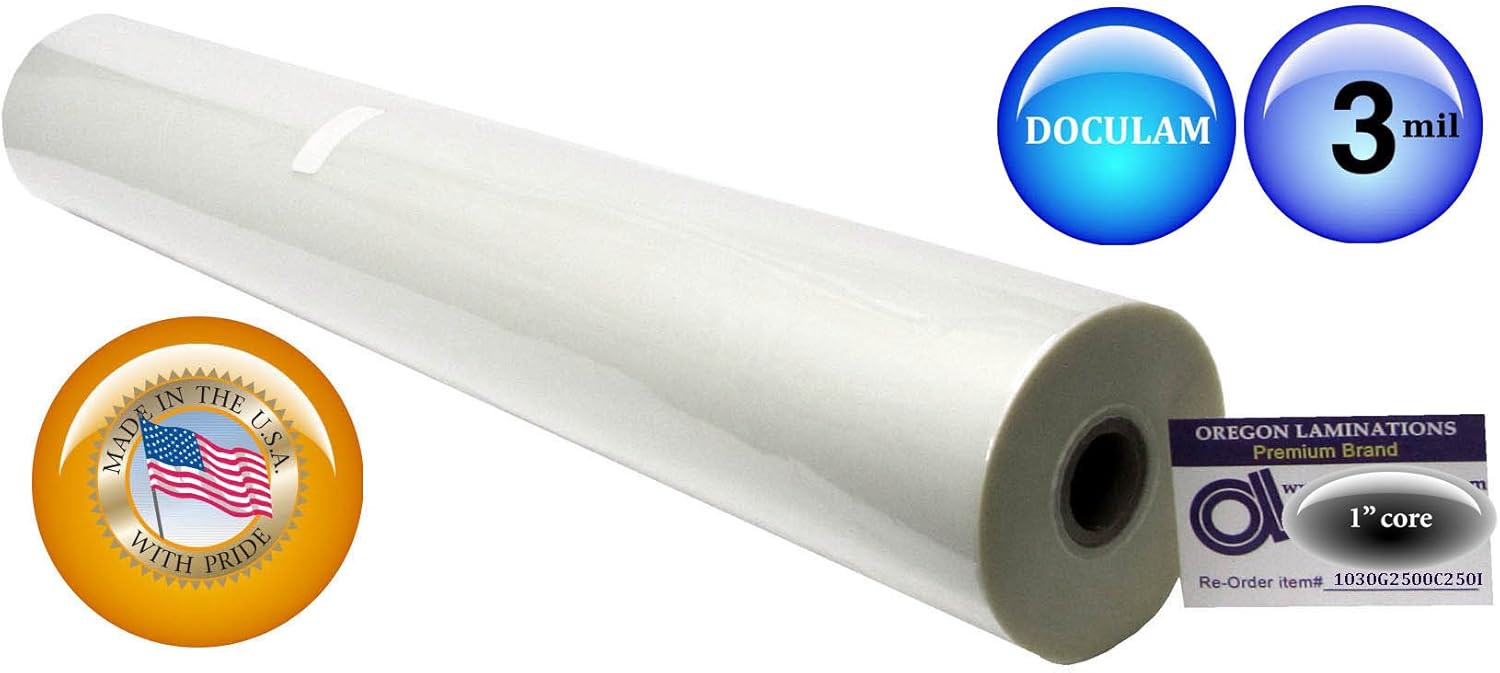 3 Mil Standard Roll Laminating Film 25" x 250' 1" Core