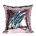 BeneU 16 x 16 inch Double Colors Reversible Sequin Mermaid Pillow Cover, Glitter Sofa Cushion Case - Blue & Pink