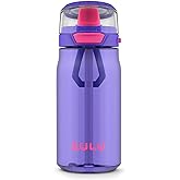 Zulu Kids Flex 16oz Tritan Plastic Water Bottle with Silicone Spout, Leak-Proof Locking Flip Lid and Soft Touch Carry Loop for School Backpack, Lunchbox, and Outdoor Sports, Purple