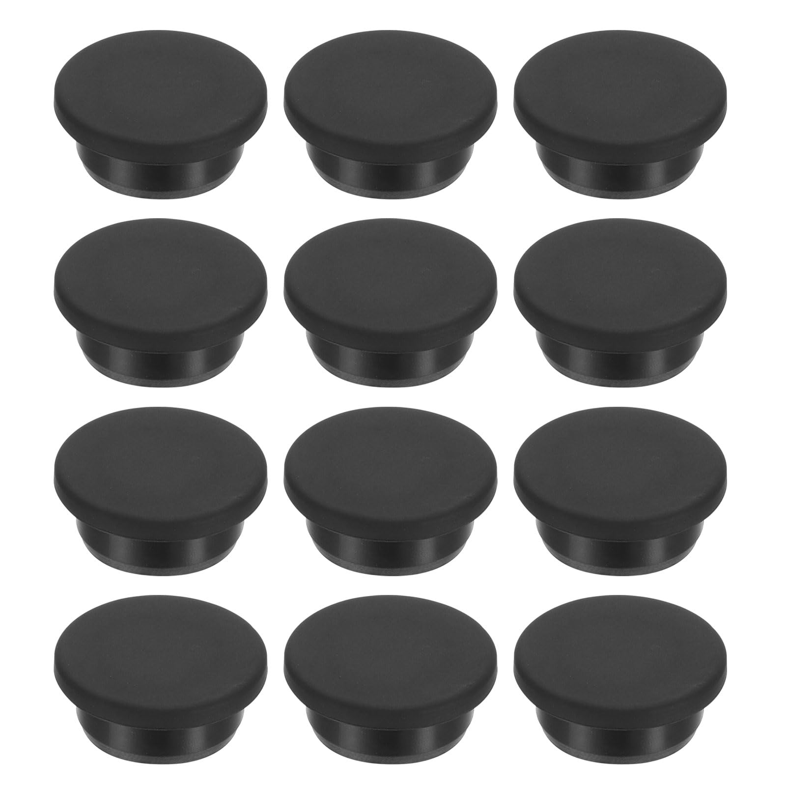 PATIKIL 26mm Diameter Rubber Hole Plugs, 12 Pcs Silicone Rubber Round Hole Stoppers for 25mm Hole, Black