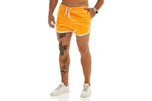 Ouber Men's Fitted Shorts Bodybuilding Workout Gym Running Tight Lifting Shorts with Pockets
