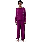 Fruit of the Loom womens Long Sleeve Tee and Pant 2 Piece Sleep Set