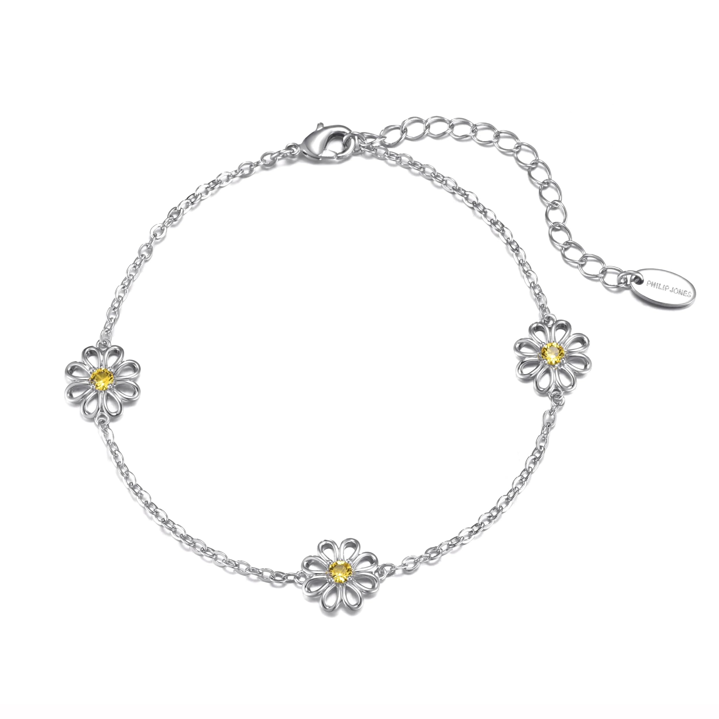 Philip Jones Crystal Daisy Anklet Created with Zircondia® Crystals