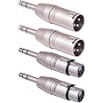 Seefeful 1/4" TRS to XLR Adapter 4 Pack, 2 Pack Male and Female to 6.35mm, Balanced Quarter Inch 6.35mm to XLR Male/Female Adapters for Mixers, Microphones, Amplifiers