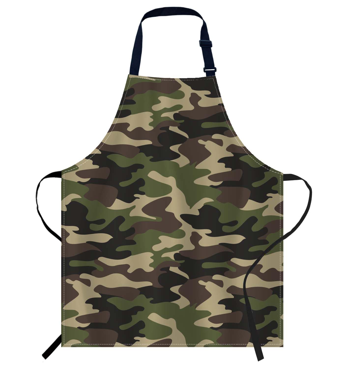 Smooffly Camouflage Pattern Apron Unisex Adjustable Bib Apron Cooking Kitchen Chef Women Men Aprons for Home Kitchen, Restaurant,Coffee House,Shop,Garden — image 1