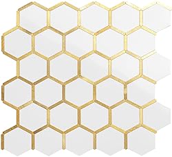 DICOFUN 10-Sheet Hexagon Peel and Stick Backsplash