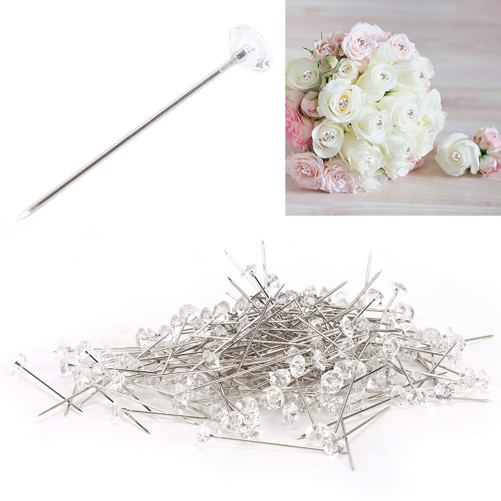 200PCS Transparent Floral Bouquet Pins for Wedding Floral Arrangements - Straight Head Pins