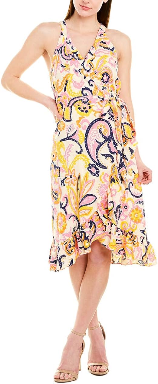 linen blend wrap dress