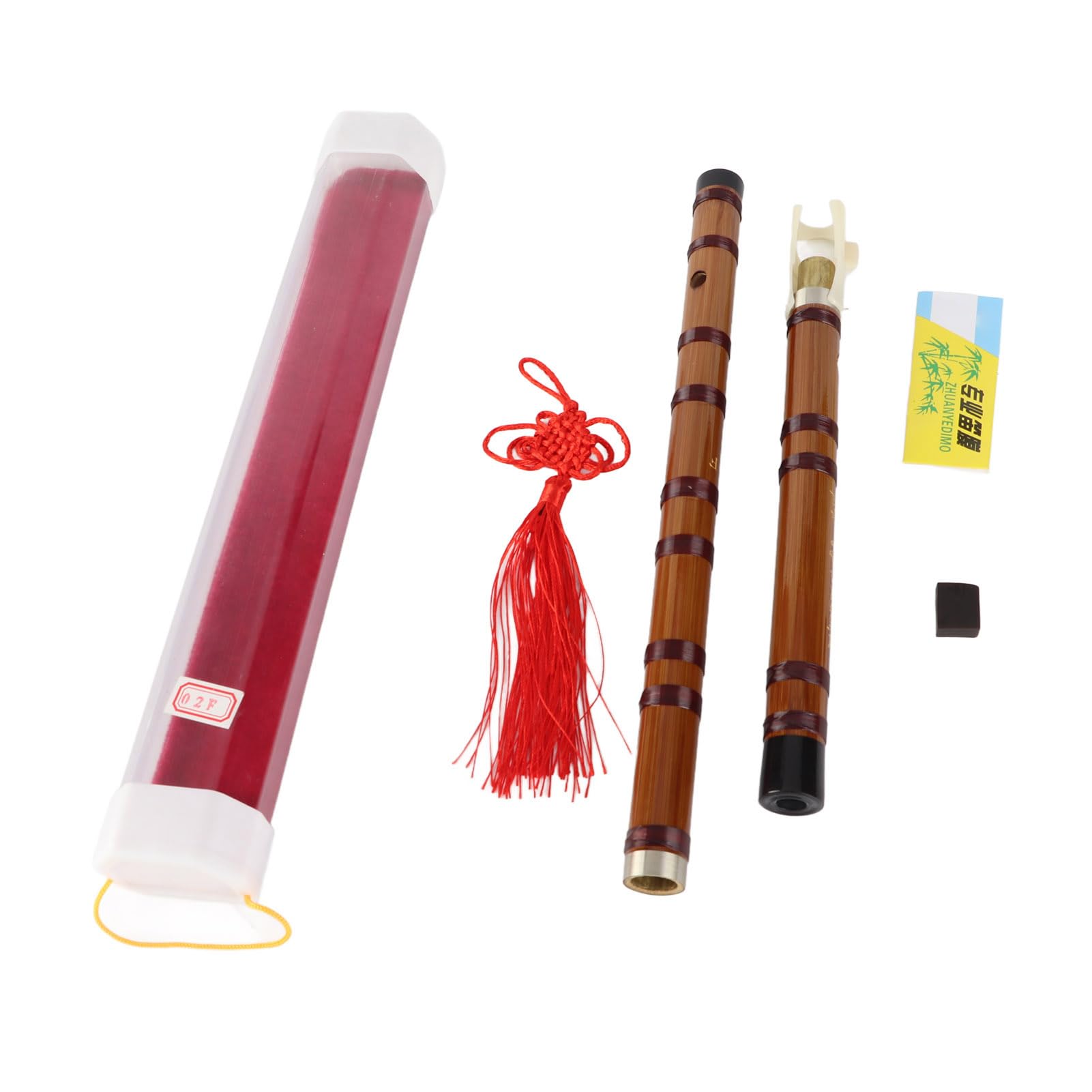 Bamboo Flute, 2-Section Brass Connector Bitter Bamboo Instrument with Crisp Sound, Traditional Chinese Musical Pipe for Professional Performance and Gift