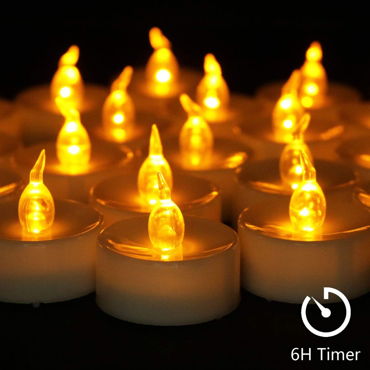 Cozeyat 12pcs Tea Lights Led Timer 6 Hours Battery Operated