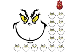 CRYSFIY 15 Pcs Christmas Decorations Stickers for Ornaments, Christmas Vinyl Stickers, Christmas Decoration Decals, DIY Face Stickers for Christmas Balls, Waterproof Sticker for Home Project, Party - 2*2 in