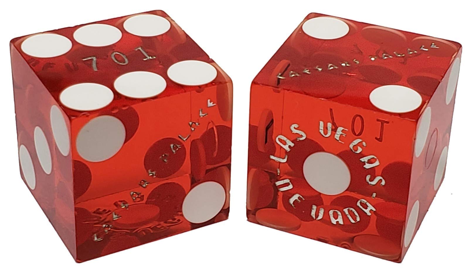 Wide Selection of 19mm Craps Dice - Authentic Las Vegas Casino Table-Played (Caesar's Palace (Red Polished))