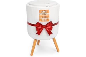 SereneLife Freestanding Towel Warmer Bucket – 18" Hot Towel Warmer with Legs for Bathroom & Spa, 12L Capacity, Built-In Timer, Aroma Discs & LED Indicator, Fits One Towel or Robe, Gray