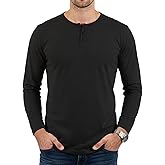 Decrum Mens Henley Long Sleeve Shirts - Soft 3 Button Tees Casual Full Sleeve T-Shirts Men