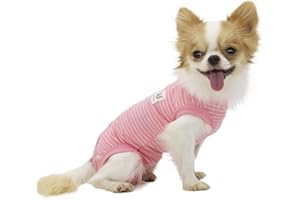 LOPHIPETS Girl Dog Shirts Recovery Suit Pajamas for Small Dog Pomeranian Maltese Toy Poodle-Pink Strips/M