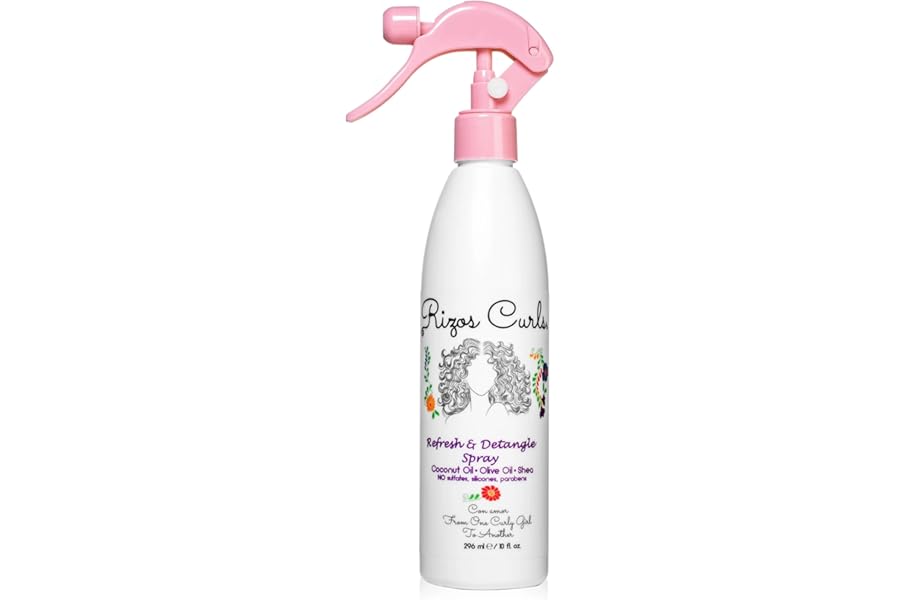 Rizos Curls Refresh & Detangle Spray – Detangling & Curl Leave-In with Coconut Oil – Nourishes, Hydrates & Controls Frizz for Every Curl Pattern – Adds Shine, 2a–4c Hair Types – Vegan & Cruelty-Free